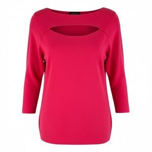 Lane Bryant Hot Pink Cutout Neck 3/4 Sleeve Sweater Plus Size 22 24 Knit Top